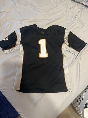 Black #1 Football Jersey with Silver Panels